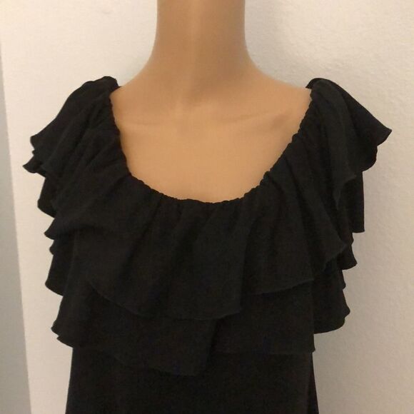 SZL Julie Brown NYC SELENA Night Out Dress w Ruffle Neckline in Black Color - Picture 6 of 10